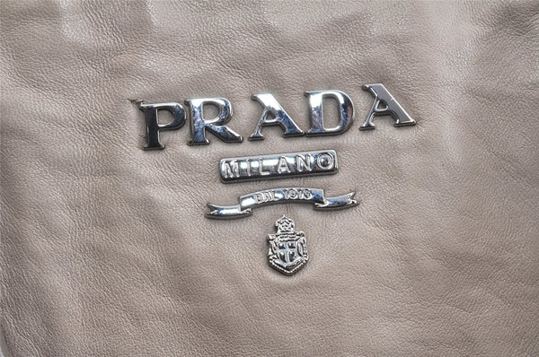 Authentic PRADA Vintage Leather 2Way Shoulder Hand Bag Light Gray 2608K