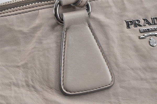 Authentic PRADA Vintage Leather 2Way Shoulder Hand Bag Light Gray 2608K