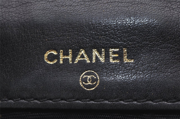 Authentic CHANEL Vintage Caviar Skin CoCo Mark Bifold Wallet Purse Black 2609I
