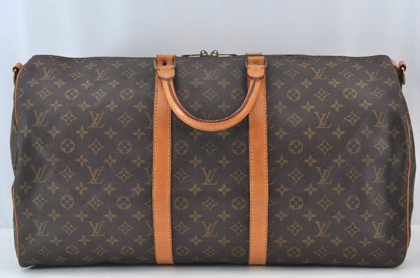 Authentic Louis Vuitton Monogram Keepall Bandouliere 55 M41414 Boston Bag 2610J
