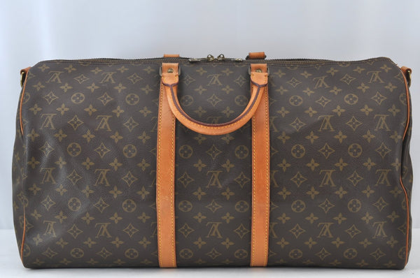 Authentic Louis Vuitton Monogram Keepall Bandouliere 55 M41414 Boston Bag 2610J