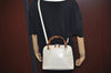 Authentic GUCCI Bamboo 2way Shoulder Hand Bag Purse Leather White Junk 2611H