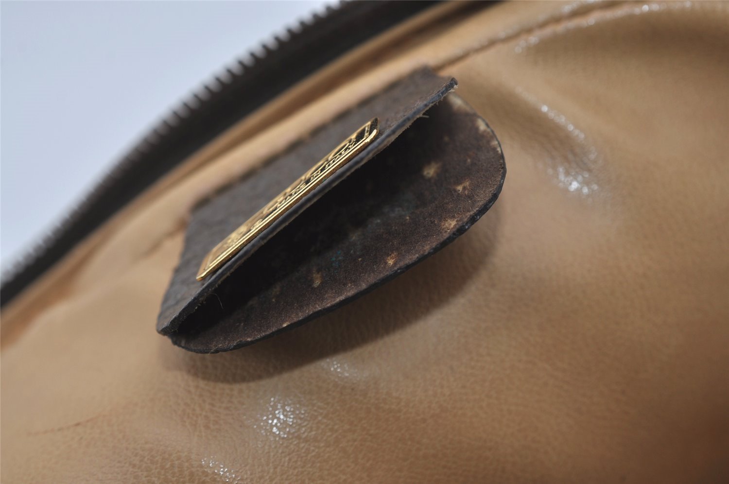 Authentic GUCCI Vintage Clutch Hand Bag Purse GG PVC Leather Brown 2612I