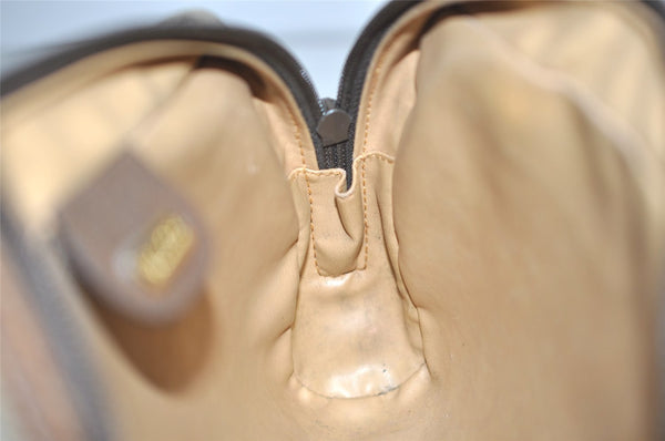 Authentic GUCCI Vintage Clutch Hand Bag Purse GG PVC Leather Brown 2612I