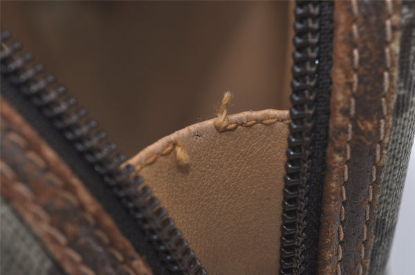 Authentic GUCCI Vintage Clutch Hand Bag Purse GG PVC Leather Brown 2612I