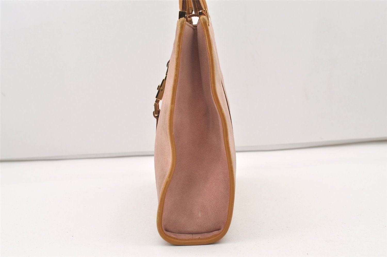 Authentic GUCCI Jackie Tote Hand Bag Purse Suede Leather 0021065 Pink 2612J