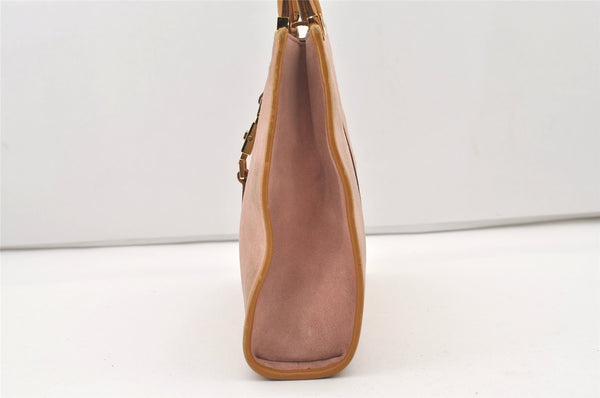 Authentic GUCCI Jackie Tote Hand Bag Purse Suede Leather 0021065 Pink 2612J