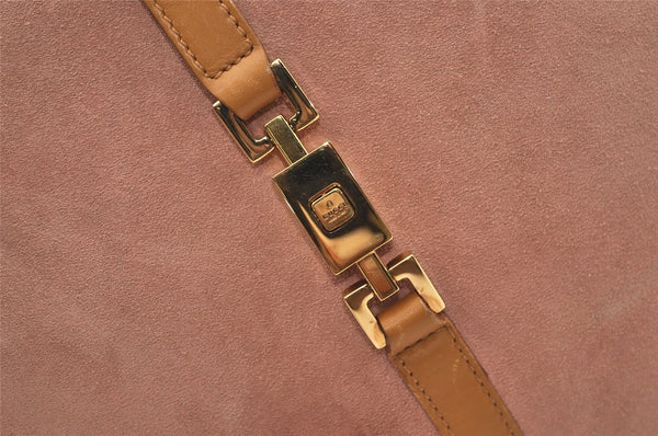 Authentic GUCCI Jackie Tote Hand Bag Purse Suede Leather 0021065 Pink 2612J