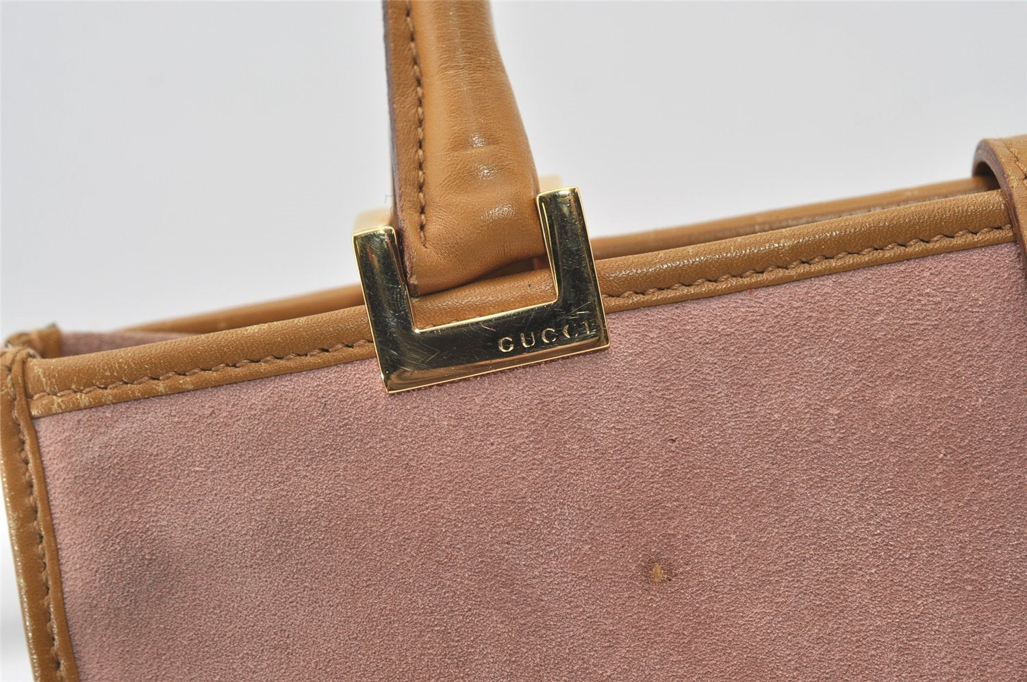 Authentic GUCCI Jackie Tote Hand Bag Purse Suede Leather 0021065 Pink 2612J