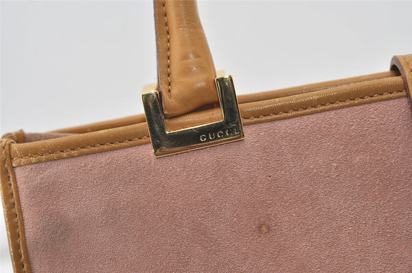 Authentic GUCCI Jackie Tote Hand Bag Purse Suede Leather 0021065 Pink 2612J