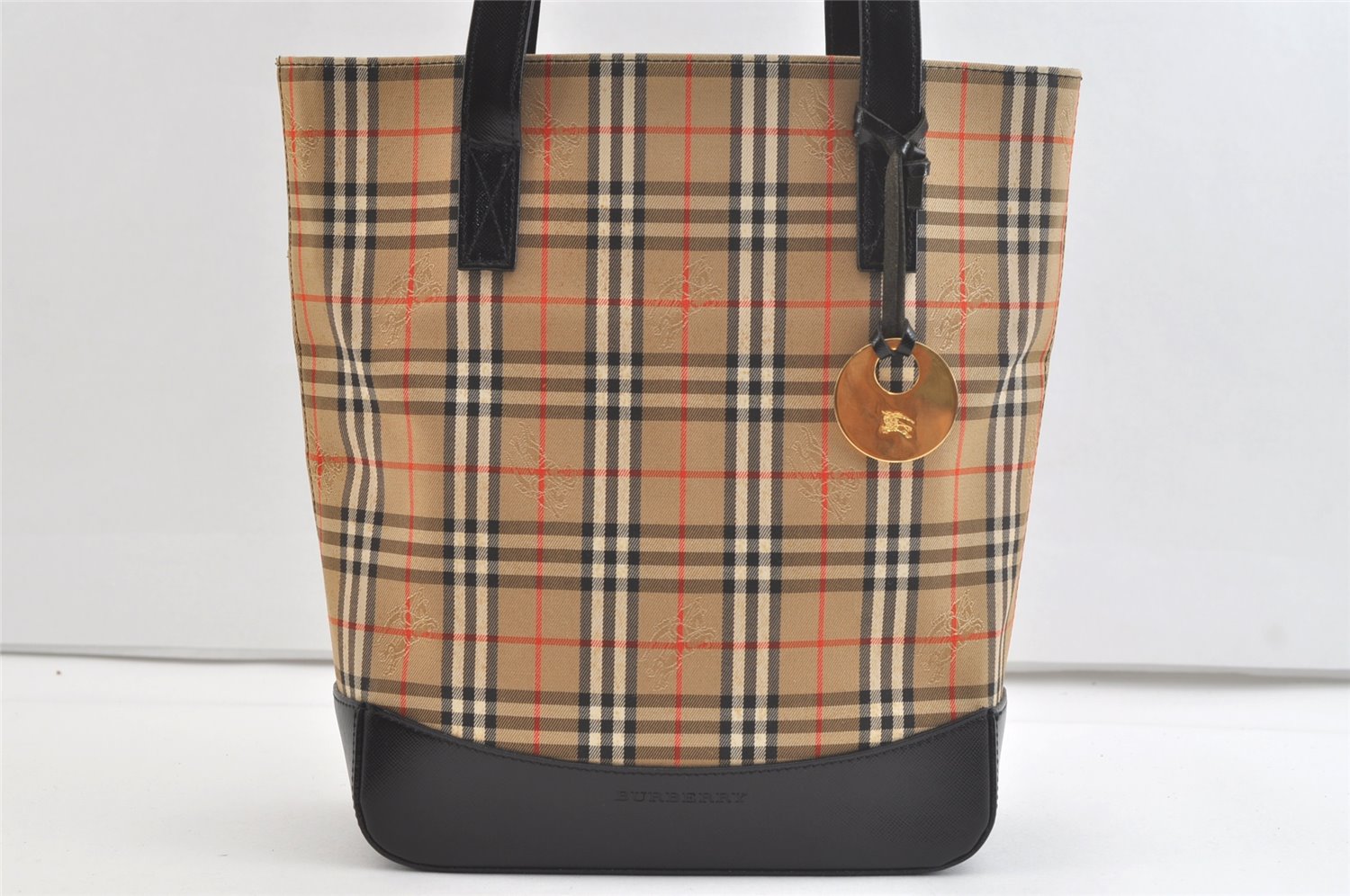 Authentic BURBERRY Nova Check Shoulder Tote Bag Purse Canvas Leather Beige 2612K