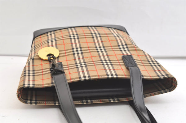 Authentic BURBERRY Nova Check Shoulder Tote Bag Purse Canvas Leather Beige 2612K