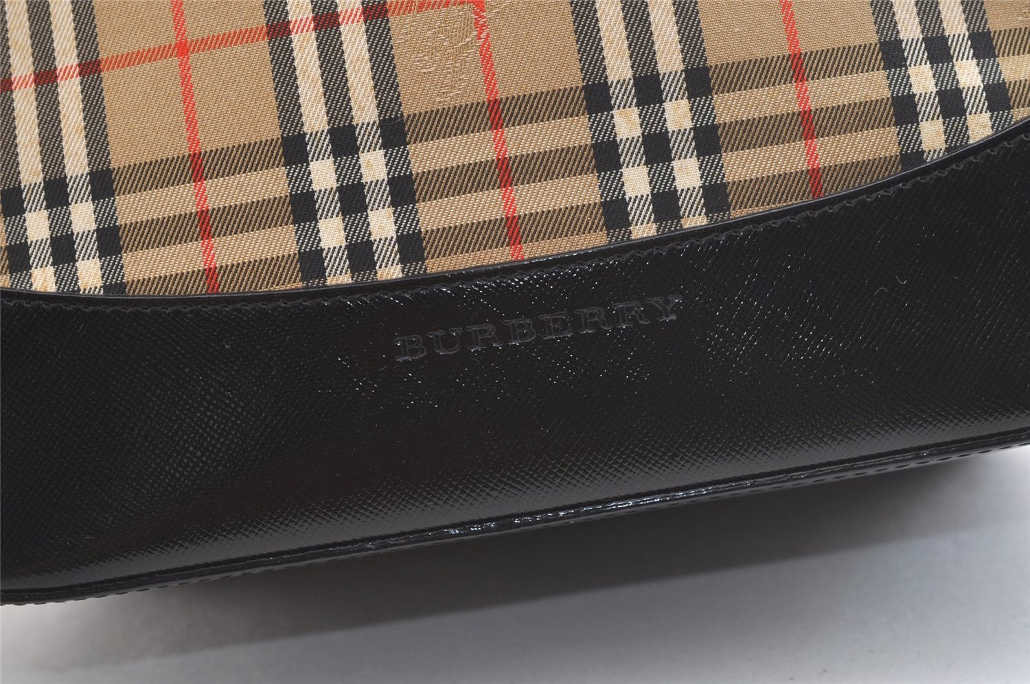 Authentic BURBERRY Nova Check Shoulder Tote Bag Purse Canvas Leather Beige 2612K