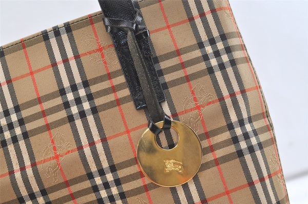 Authentic BURBERRY Nova Check Shoulder Tote Bag Purse Canvas Leather Beige 2612K