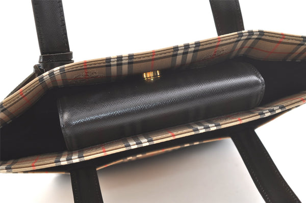 Authentic BURBERRY Nova Check Shoulder Tote Bag Purse Canvas Leather Beige 2612K