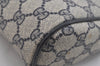 Authentic GUCCI Sherry Line Clutch Hand Bag Purse GG PVC Leather Navy Blue 2613I