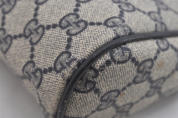 Authentic GUCCI Sherry Line Clutch Hand Bag Purse GG PVC Leather Navy Blue 2613I