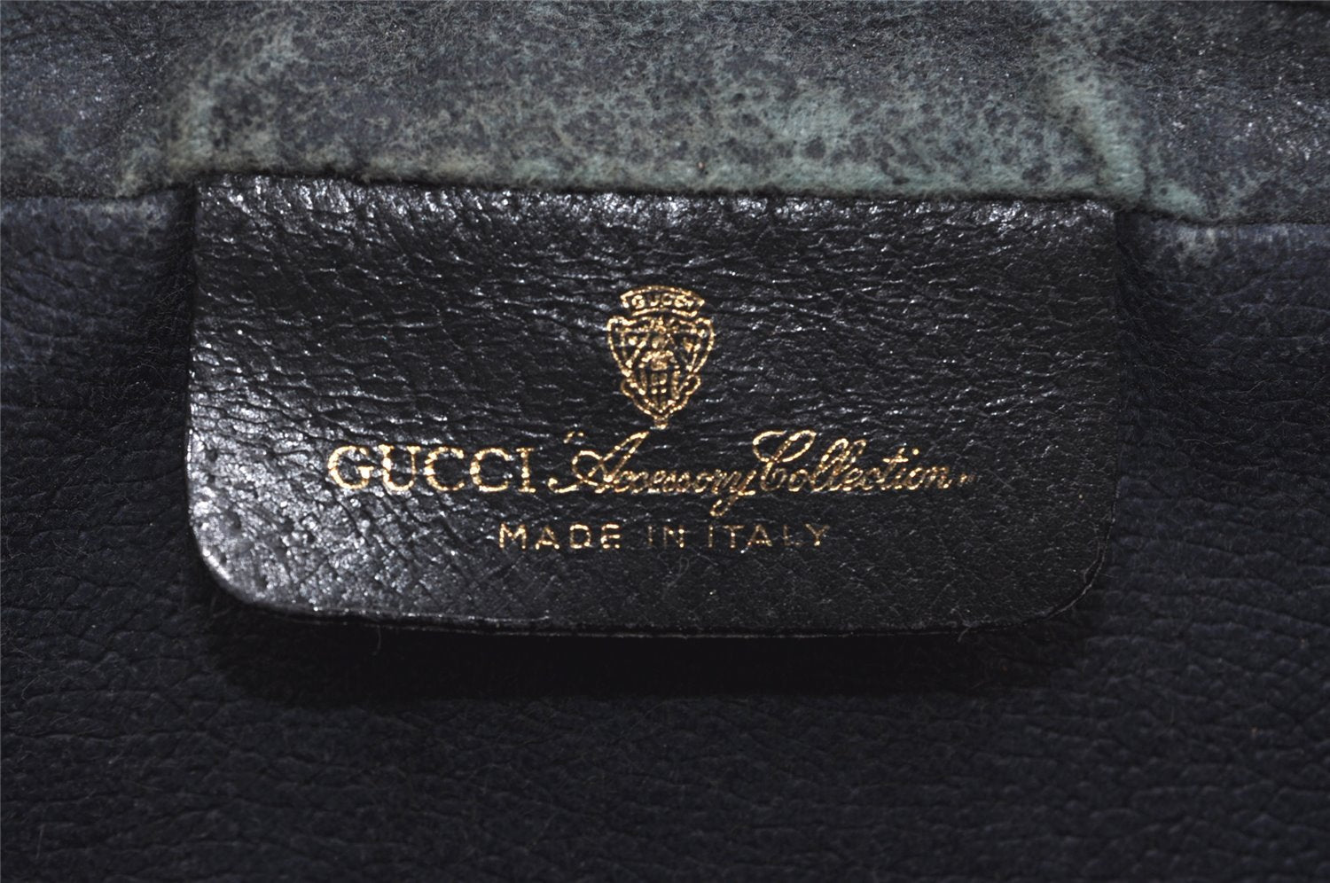 Authentic GUCCI Sherry Line Clutch Hand Bag Purse GG PVC Leather Navy Blue 2613I
