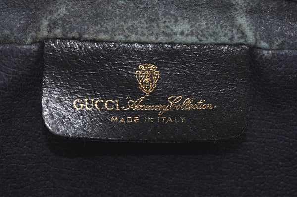 Authentic GUCCI Sherry Line Clutch Hand Bag Purse GG PVC Leather Navy Blue 2613I