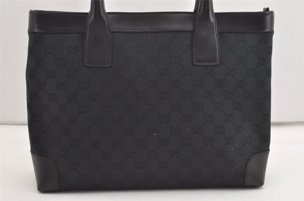 Authentic GUCCI Vintage Shoulder Tote Bag GG Canvas Leather 0021119 Black 2613J