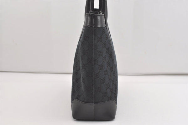 Authentic GUCCI Vintage Shoulder Tote Bag GG Canvas Leather 0021119 Black 2613J