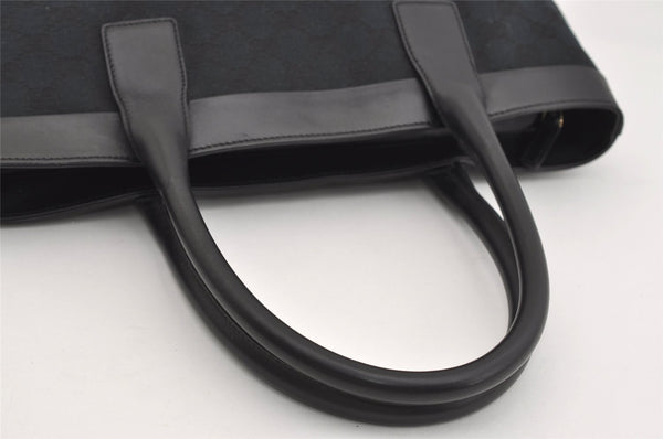 Authentic GUCCI Vintage Shoulder Tote Bag GG Canvas Leather 0021119 Black 2613J