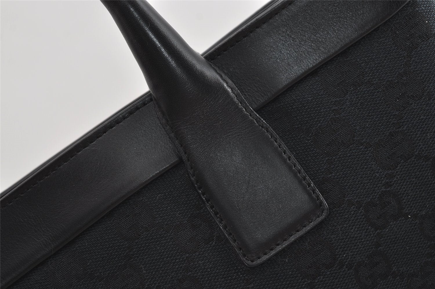 Authentic GUCCI Vintage Shoulder Tote Bag GG Canvas Leather 0021119 Black 2613J