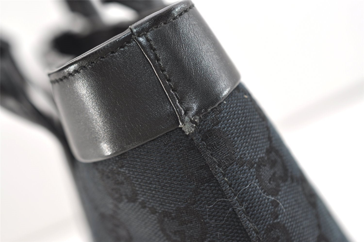 Authentic GUCCI Vintage Shoulder Tote Bag GG Canvas Leather 0021119 Black 2613J