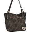 Authentic FENDI Zucca Shoulder Hand Tote Bag Purse Canvas Leather Brown 2615J