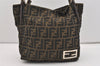 Authentic FENDI Zucca Shoulder Hand Tote Bag Purse Canvas Leather Brown 2615J