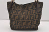 Authentic FENDI Zucca Shoulder Hand Tote Bag Purse Canvas Leather Brown 2615J