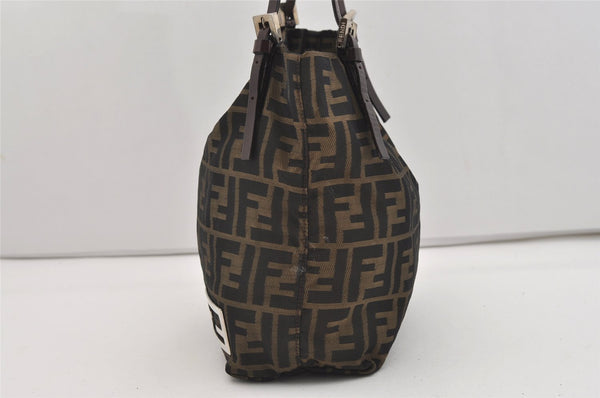 Authentic FENDI Zucca Shoulder Hand Tote Bag Purse Canvas Leather Brown 2615J