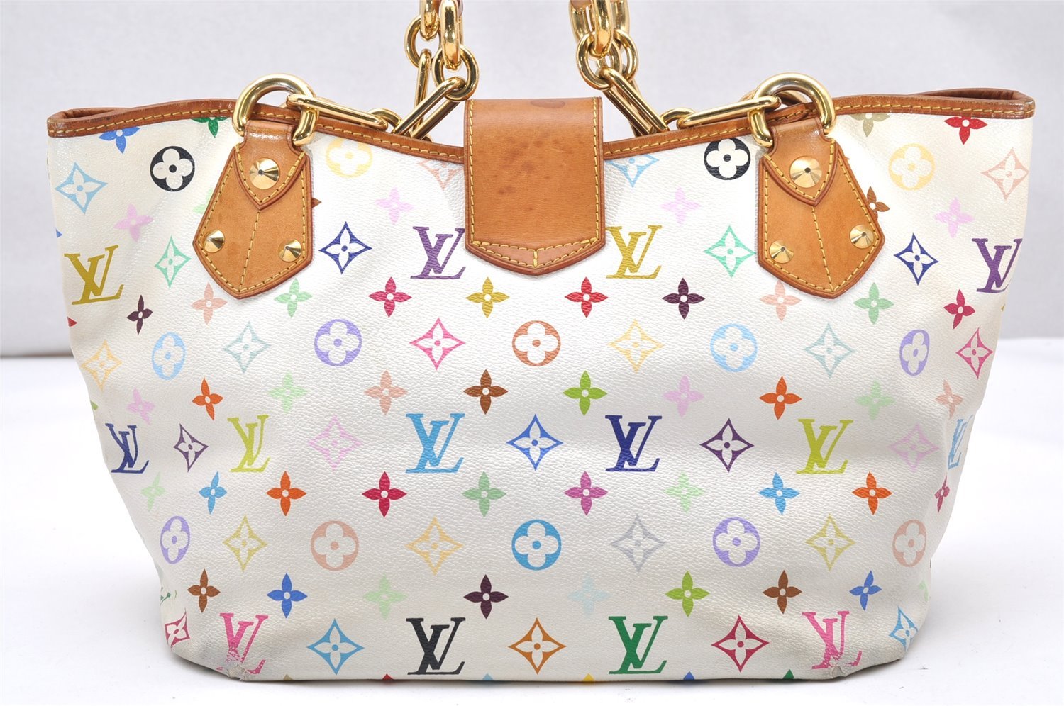 Auth Louis Vuitton Monogram Multicolor Annie GM Tote Bag White M40303 LV 2617K
