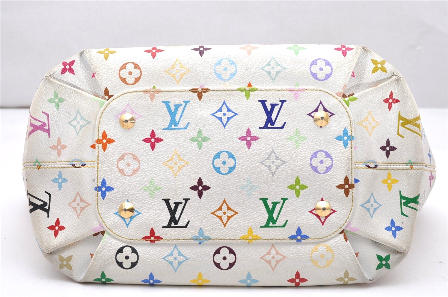 Auth Louis Vuitton Monogram Multicolor Annie GM Tote Bag White M40303 LV 2617K
