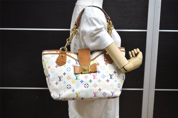 Auth Louis Vuitton Monogram Multicolor Annie GM Tote Bag White M40303 LV 2617K