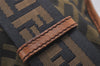 Authentic FENDI Zucca Shoulder Cross Body Bag Nylon Leather Brown 2618I