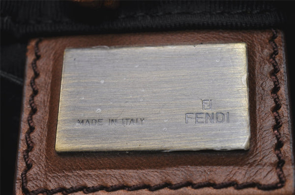 Authentic FENDI Zucca Shoulder Cross Body Bag Nylon Leather Brown 2618I