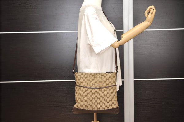 Authentic GUCCI Shoulder Cross Body Bag GG Canvas Leather 145857 Brown 2618J