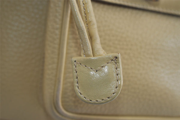 Authentic GUCCI Bamboo Vintage Backpack Leather Yellow Cream 2619I