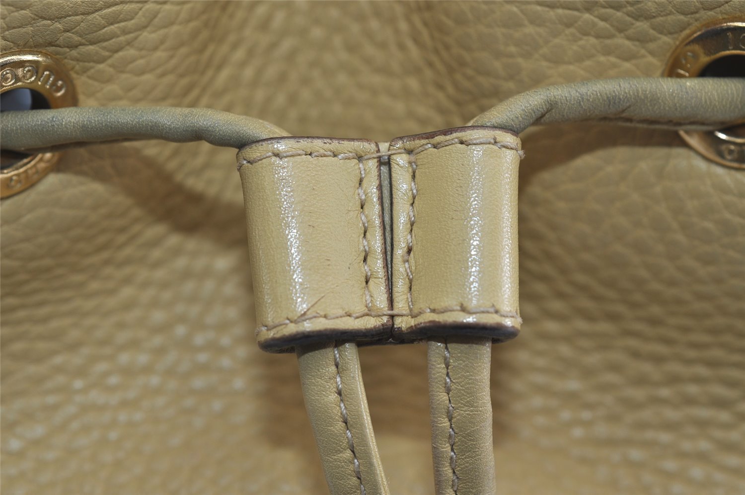 Authentic GUCCI Bamboo Vintage Backpack Leather Yellow Cream 2619I