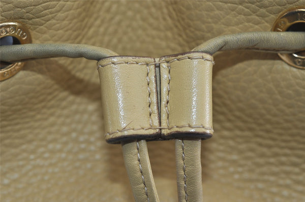 Authentic GUCCI Bamboo Vintage Backpack Leather Yellow Cream 2619I