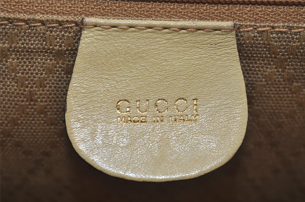 Authentic GUCCI Bamboo Vintage Backpack Leather Yellow Cream 2619I