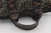 Authentic FENDI Vintage Zucca Hand Bag Purse Nylon Leather Brown 2619J