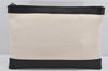 Authentic BALENCIAGA Navy Clip M Clutch Bag Canvas Leather 373834 White 2619K