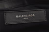 Authentic BALENCIAGA Navy Clip M Clutch Bag Canvas Leather 373834 White 2619K