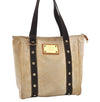 Authentic Louis Vuitton Antigua Cabas MM Tote Bag White Brown M40036 LV 2622J