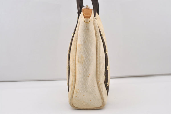 Authentic Louis Vuitton Antigua Cabas MM Tote Bag White Brown M40036 LV 2622J