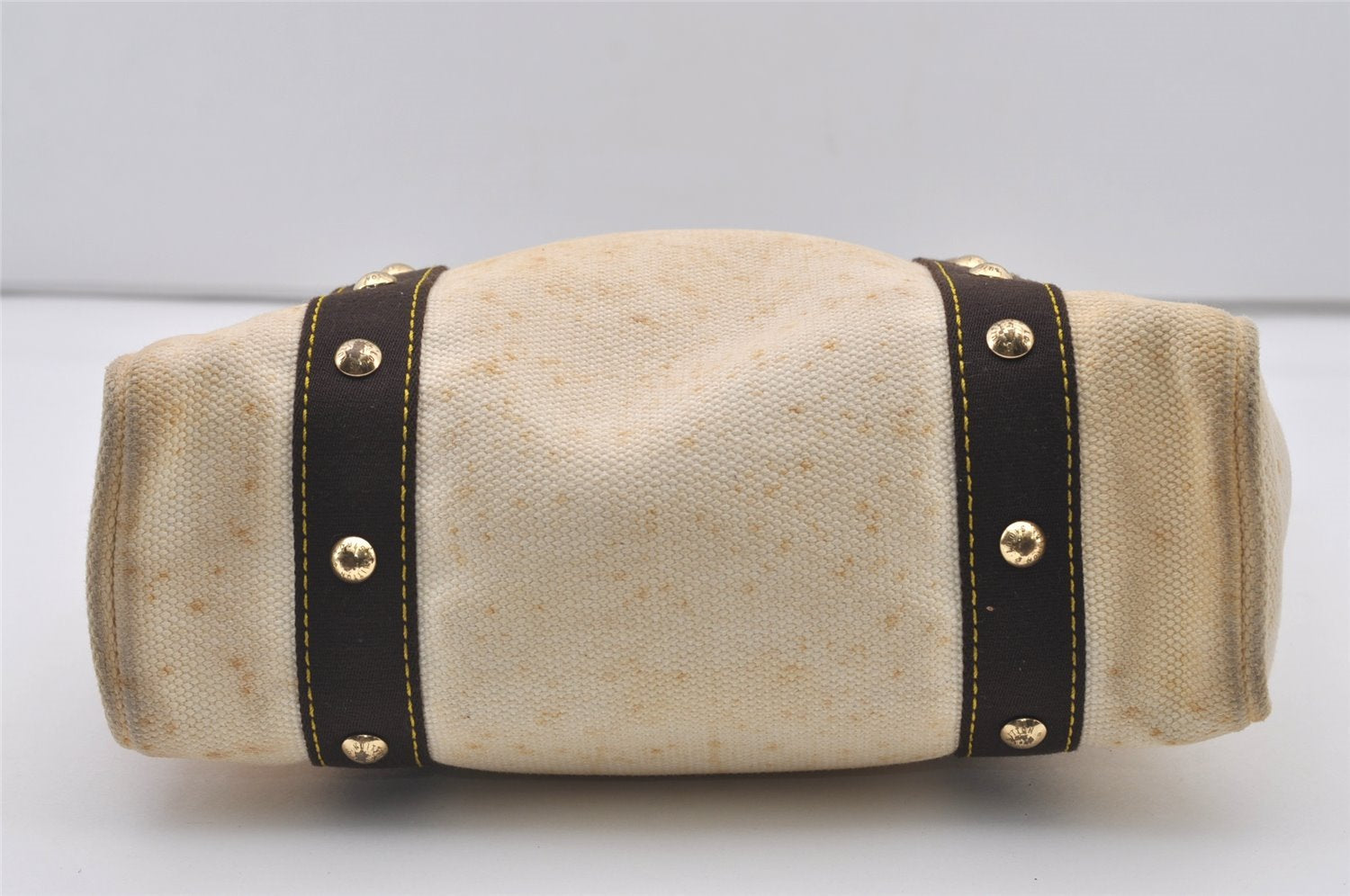 Authentic Louis Vuitton Antigua Cabas MM Tote Bag White Brown M40036 LV 2622J