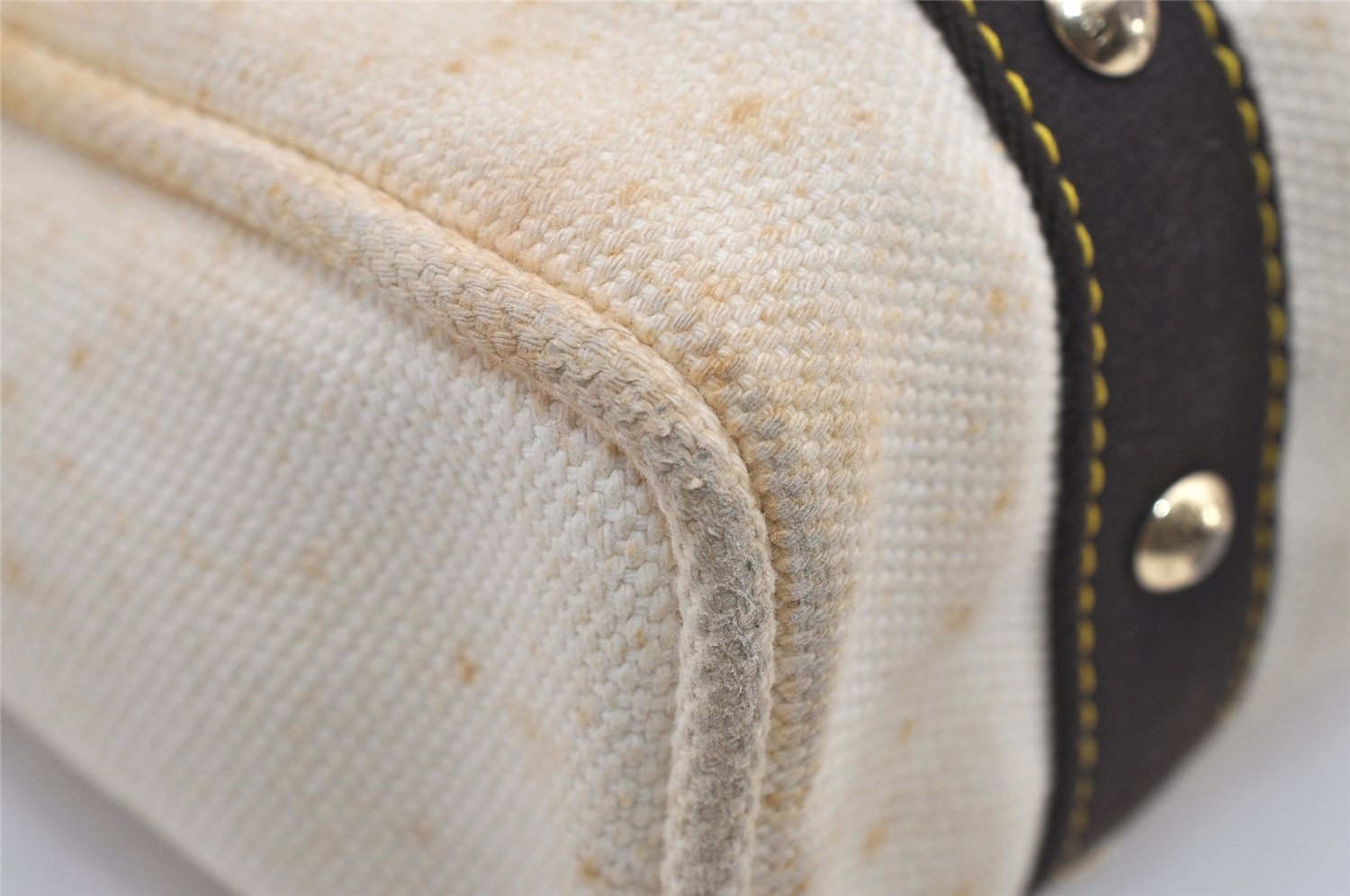 Authentic Louis Vuitton Antigua Cabas MM Tote Bag White Brown M40036 LV 2622J