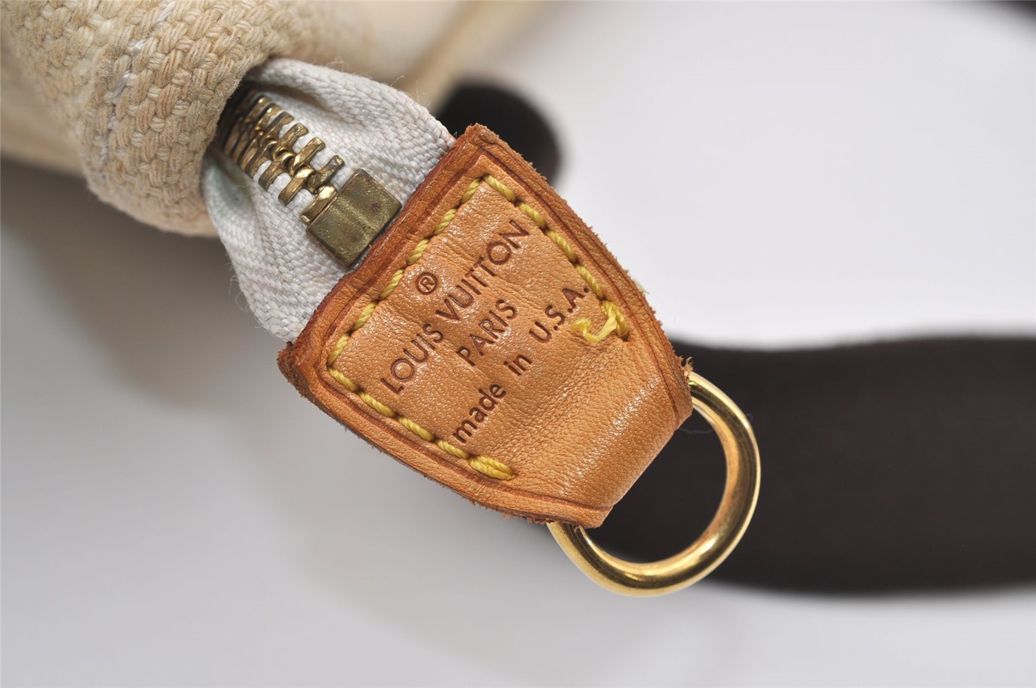 Authentic Louis Vuitton Antigua Cabas MM Tote Bag White Brown M40036 LV 2622J